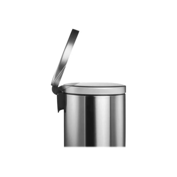 HÅLLBAR Rundad behållare 20 l lutande lock pedalhandtag rostfritt stål metallic silver