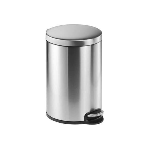 HÅLLBAR Rundad behållare 20 l lutande lock pedalhandtag rostfritt stål metallic silver