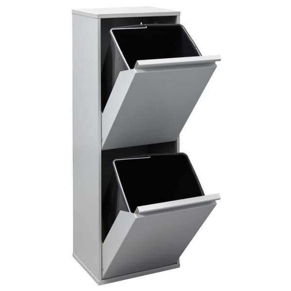 Arregui Basic CR202-B Stålåtervinningskärl, selektiv sorteringsbehållare, 2 hinkar, 2 x 17L (34L), grå
