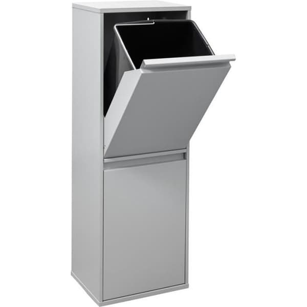 Arregui Basic CR202-B Stålåtervinningskärl, selektiv sorteringsbehållare, 2 hinkar, 2 x 17L (34L), grå