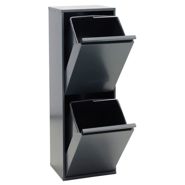 Arregui Basic CR204-B Stålåtervinningskärl, selektiv sorteringsbehållare, 2 hinkar, 2 x 17L (34L), antracit