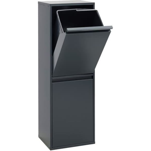 Arregui Basic CR204-B Stålåtervinningskärl, selektiv sorteringsbehållare, 2 hinkar, 2 x 17L (34L), antracit