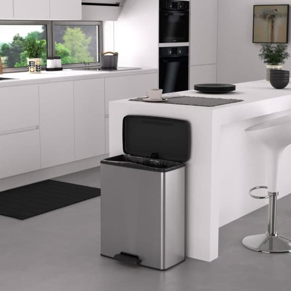 Deco Rektangulär Pedal Bin 65 L Silver - Curver