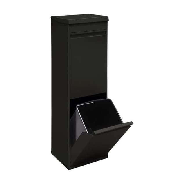 Arregui Top CR226-B Stålåtervinningskärl, selektiv sorteringsbehållare, 2 hinkar, multifunktionsfack, 2x17L (34L) svart
