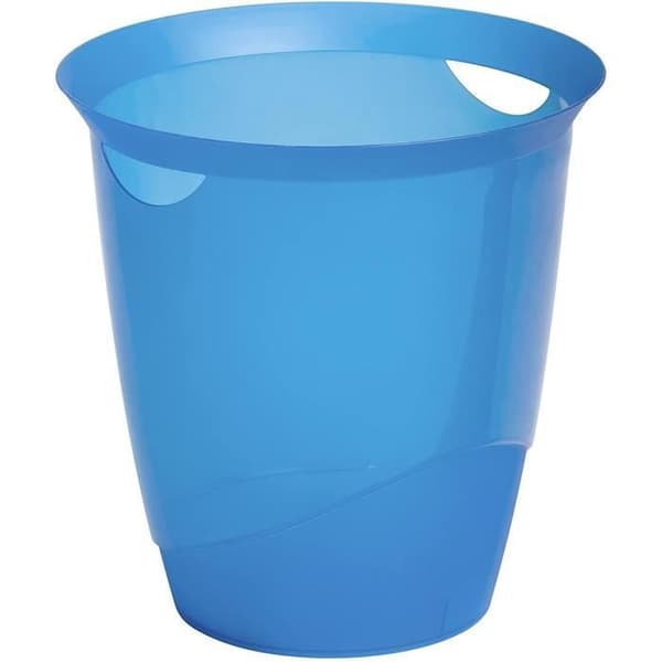 Förpackning med 6 papperskorgar TREND 16 liter blå genomskinlig