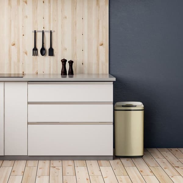 Relaxdays Papperskorg sensor 12 l, Automatisk, fyrkantig behållare, sensor, skräp lock och inre låda, svart