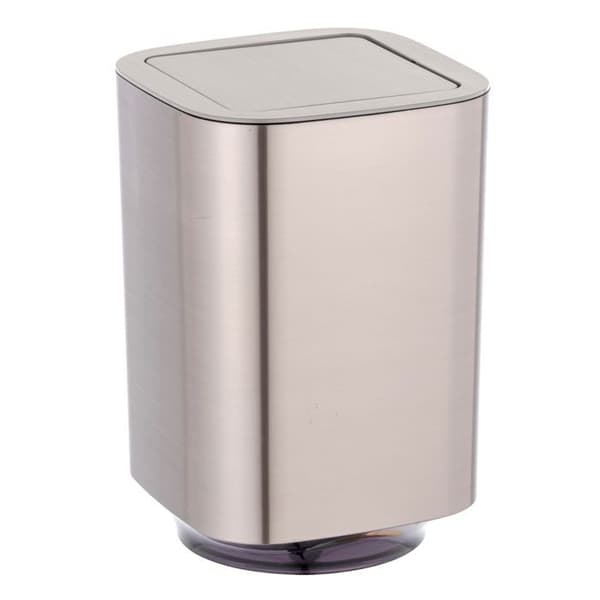 WENKO Aurion liten soptunna för badrum, papperskorg med svänglock, kapacitet 5,5 l, plast, 17,2x25,5x17,2 cm, krom