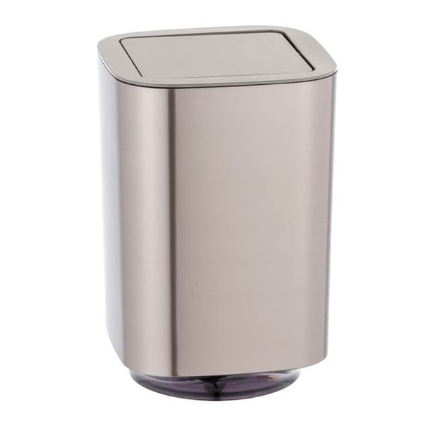 WENKO Aurion liten soptunna för badrum, papperskorg med svänglock, kapacitet 5,5 l, plast, 17,2x25,5x17,2 cm, krom