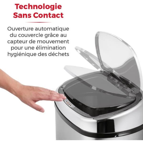 Tower T80901 Automatisk Soptunna i Rostfritt Stål med Rörelsesensor - Silver