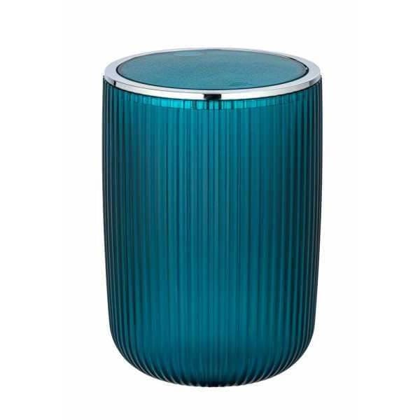 WENKO Liten Badrumskärl Agropoli L, Bin med gångjärnslock, Kapacitet 5,5L, Frostad plastyta, Bensin