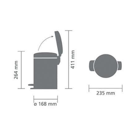 BRABANTIA NewIcon Pedalbehållare - 3L - Mattsvart