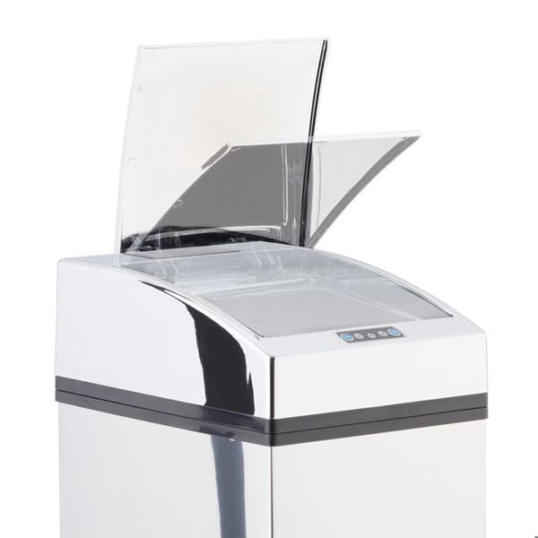Relaxdays Sensor Papperskorg i Rostfritt Stål, Automatisk Lock, Hink, hygienisk, 7L, batteridriven, olika storlekar, silver.