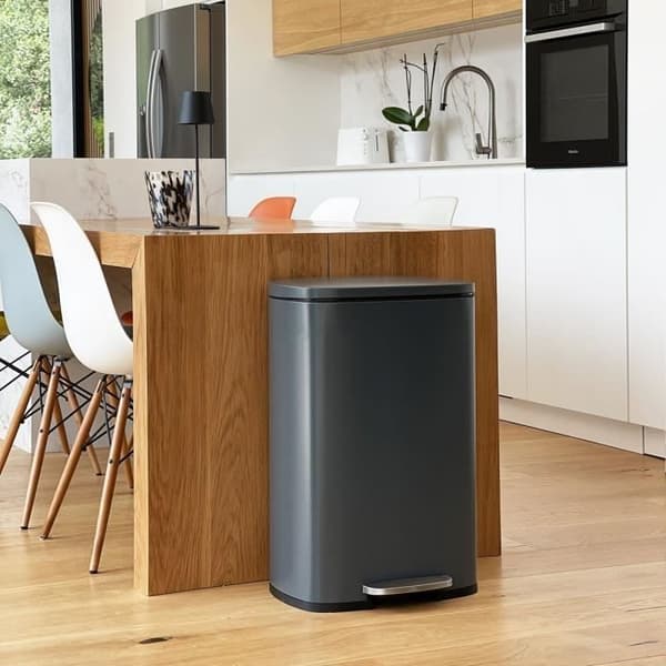 Pedalkorg för köksavfall - ADMIRAL - KITCHEN MOVE - 50L - Design - Mattgrå i rostfritt stål