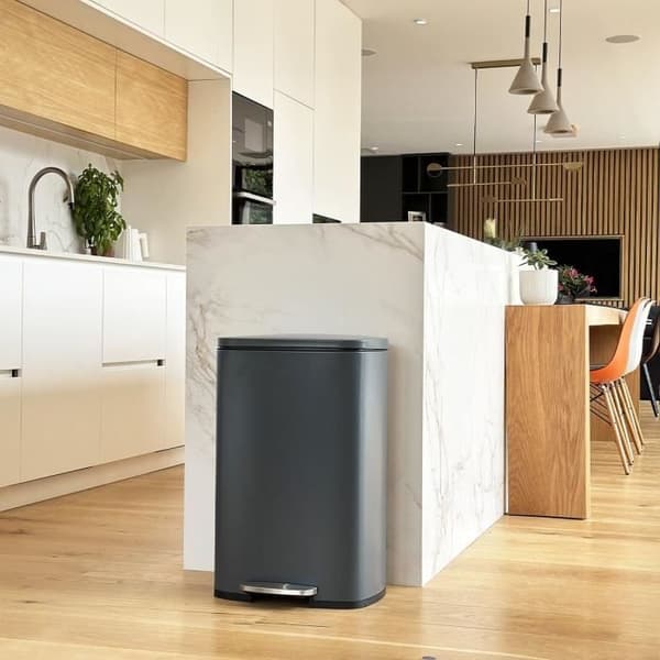 Pedalkorg för köksavfall - ADMIRAL - KITCHEN MOVE - 50L - Design - Mattgrå i rostfritt stål
