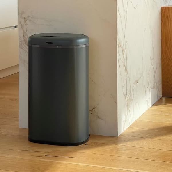 Automaattinen keittiön roskakori - LOGAN - KITCHEN MOVE - 58 L - mattaharmaa ruostumaton teräs kiinnitysnauhalla