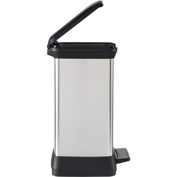 Suorakulmainen roskakori - DECO BIN - CURVER - 50L - Elegantti muotoilu - 39 x 29 x 51 cm - Metallinharmaa
