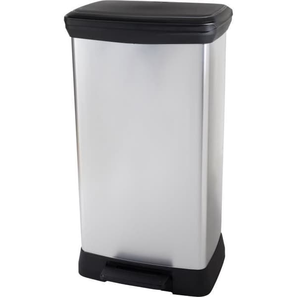 Duo Rektangulär Papperskorg - DECO BIN - CURVER - 46L (23+23L) - Dubbelfack - 39 x 29 x 72 cm - Metallicgrå