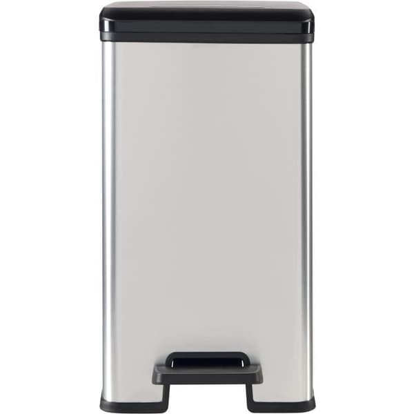 Smal papperskorg - SLIM BIN - CURVER - 25L - Kompakt design - 41 x 27 x 55 cm - Metallic grå