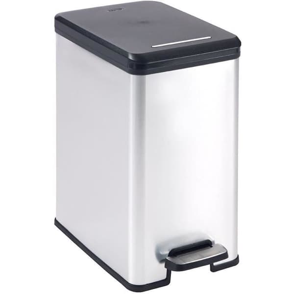 Smal papperskorg - SLIM BIN - CURVER - 25L - Kompakt design - 41 x 27 x 55 cm - Metallic grå