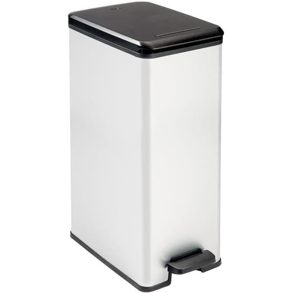 Smal papperskorg - SLIM BIN - CURVER - 40L - Platsbesparande - 40 x 25 x 61 cm - Metallicgrå