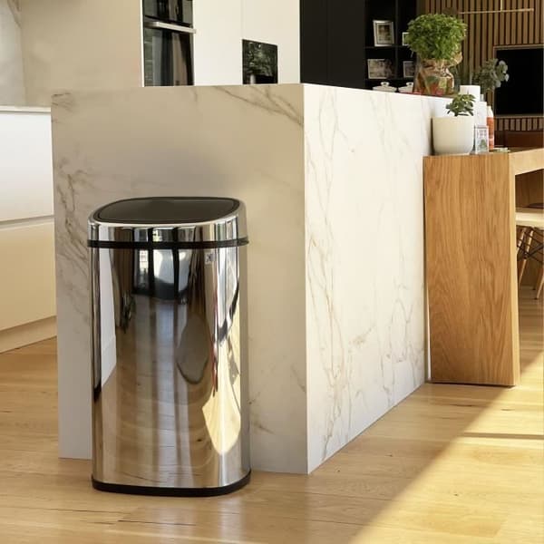 KITCHEN MOVE Halvautomatisk köksavfallsbehållare One-touch Square 60 L - Grå