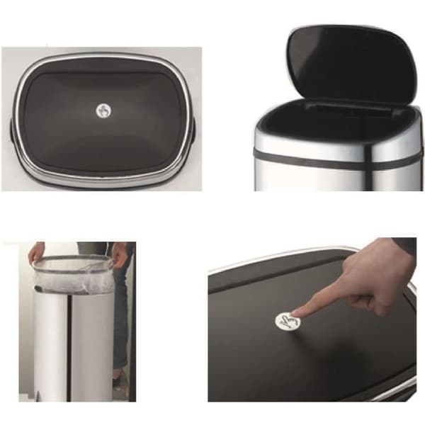 KITCHEN MOVE Halvautomatisk köksavfallsbehållare One-touch Square 60 L - Grå