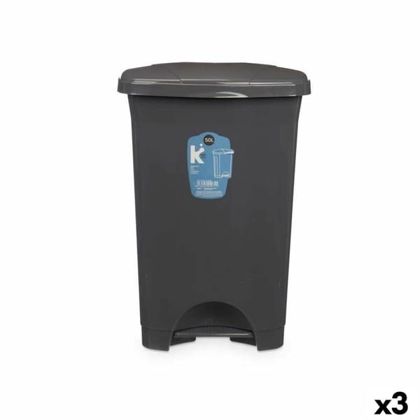 Pedalhink Antracitgrå Plast 50 L (3 antal)