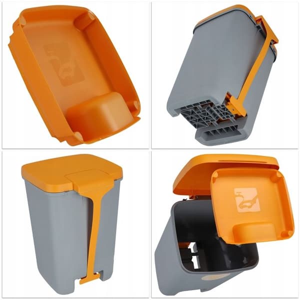 Soptunna Curver 20L Gul-Grå med Lock och Pedal, Robust och Elegant