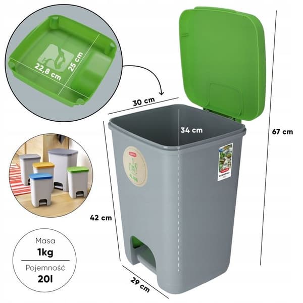 Poubelle Curver 20L Grön med Lock och Pedal - Kompakt Design