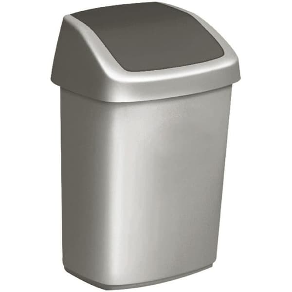 Swing bin i polypropen 15L silver och antracit