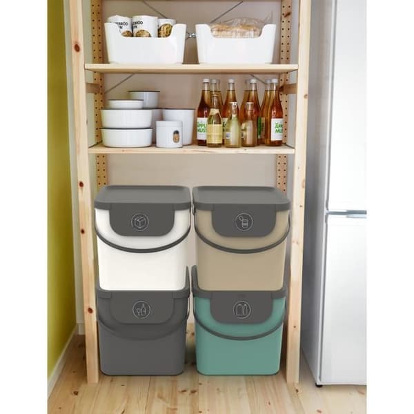 Rotho Albula Sopsorteringssystem 40l för kök, Plast (PP) BPA-fri, mörkgrön/antracit, 40l (39,8 x 35,8)