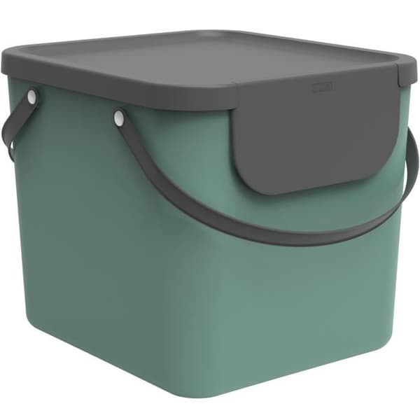 Rotho Albula Sopsorteringssystem 40l för kök, Plast (PP) BPA-fri, mörkgrön/antracit, 40l (39,8 x 35,8)