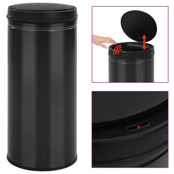 Soptunna med automatisk sensor 80 L kolstål svart