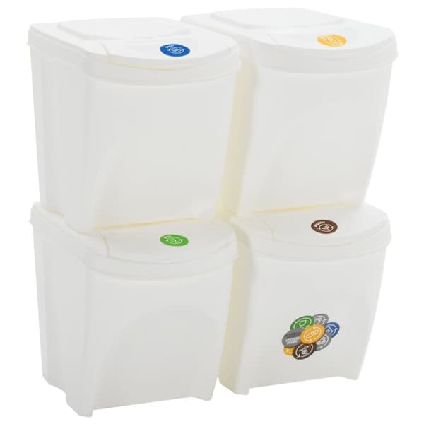 Stapelbara soptunnor 4 st vit 100 L polypropen