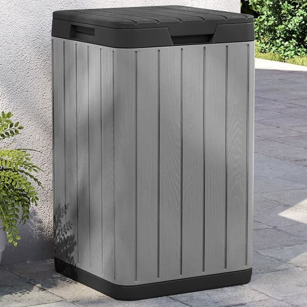 Soptunna för utomhusbruk grå 38x38x65 cm PP