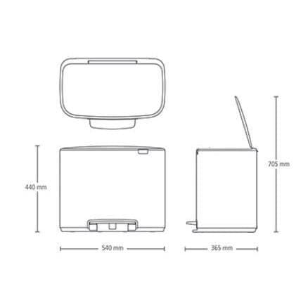 BRABANTIA Pedalbehållare Bo -11 + 23 L - Vit