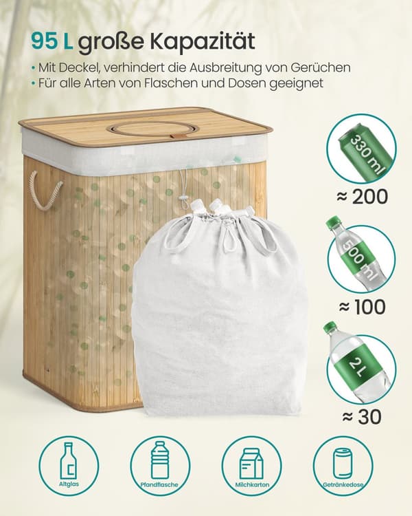 Indbetalingsbeholder - 95 liter - med hul og låg