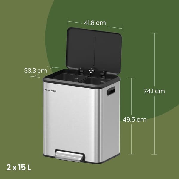 Kök Prullen Bin - Stor - med lock - metall