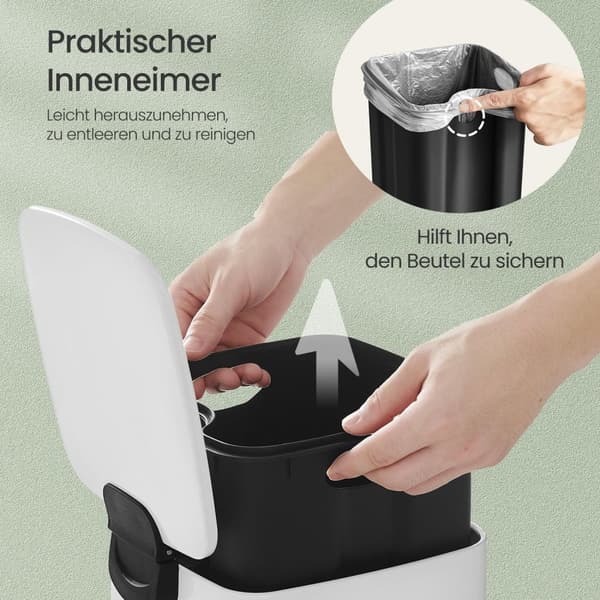 Cosmeticabak – 6 Liter – Met Pedaal – Staal – Wit