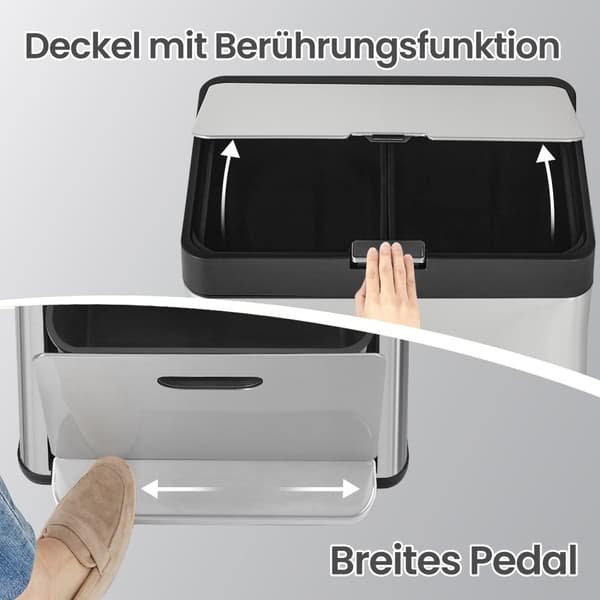 Køkken Prullen Bin - 3 rum - med pedal