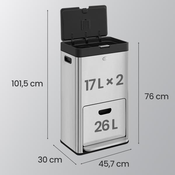 Køkken Prullen Bin - 3 rum - med pedal