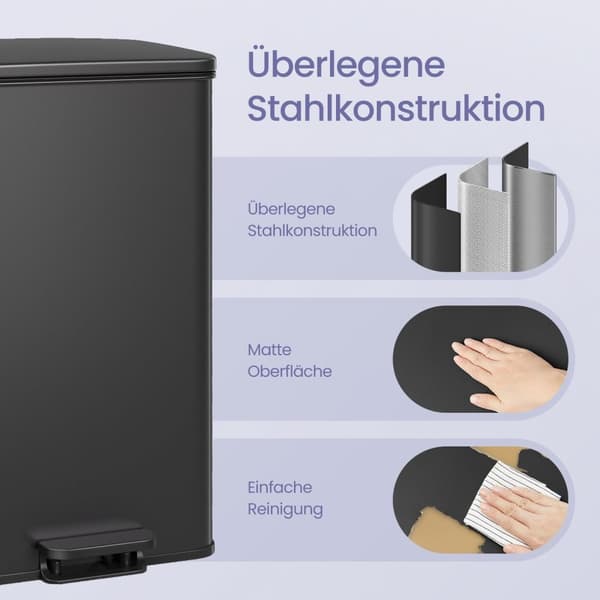 Køkken Prullen Bin - Stor - med låg - Metal