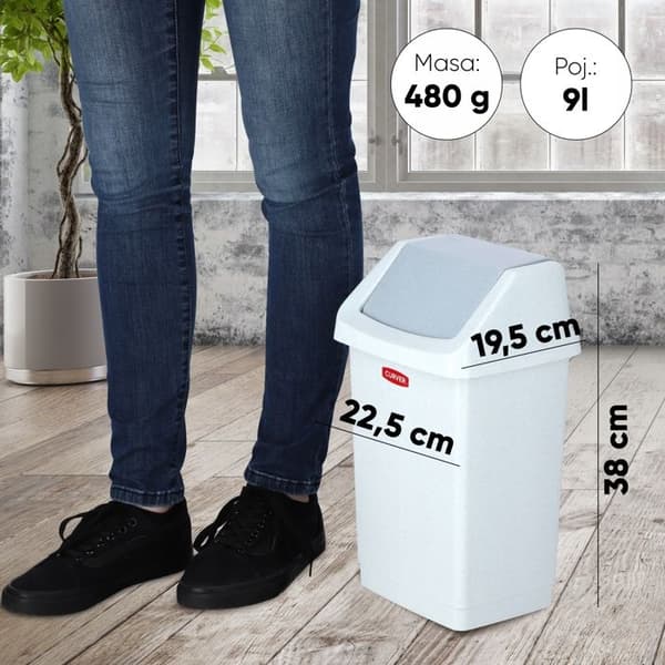 Snygg och hållbar CURVER 9L vinklad soptunna i granit