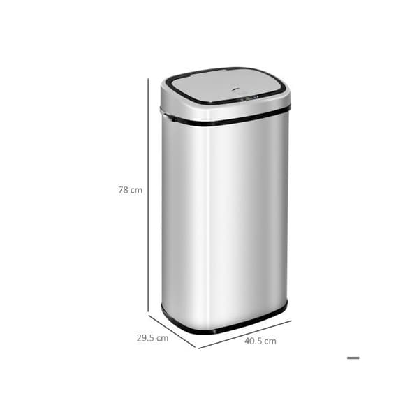 HOMCOM Automatisk soptunna med sensor, kök, rostfritt stål, silver, 68L