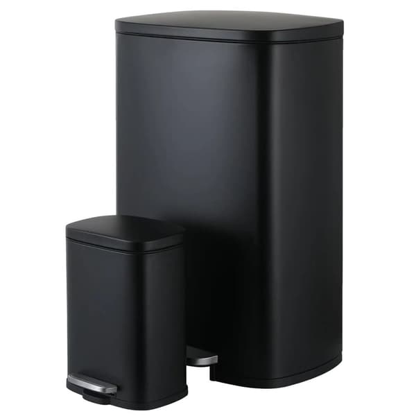 Köksavfallshink, 50L + 5L kapacitet, fotpedalsdrift,svart, 50L 5L