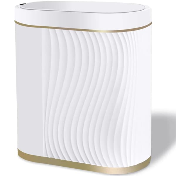 Badeværelsesaffaldsspand, Kapacitet, Rustfrit Stål, Touchpad Stil,Hvidguld, 9L