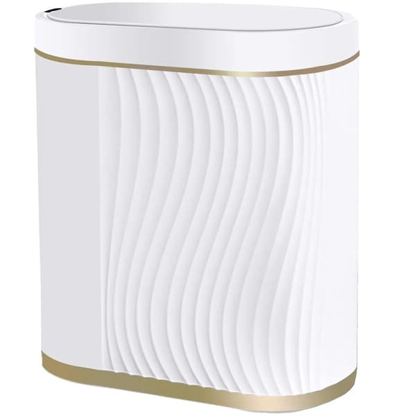 Badeværelsesaffaldsspand, Kapacitet, Rustfrit Stål, Touchpad Stil,Hvidguld, 9L