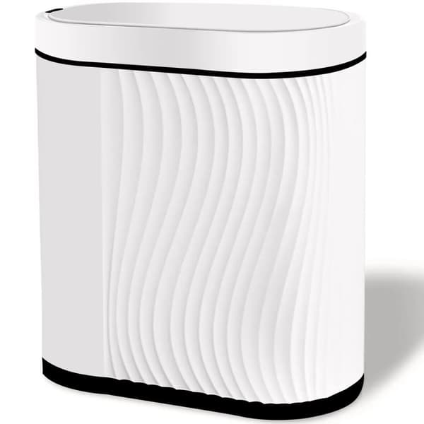 Badrumsavfallskorg, Kapacitet, Rostfritt Stål, Touchpad Stil,Vit Svart, 9L