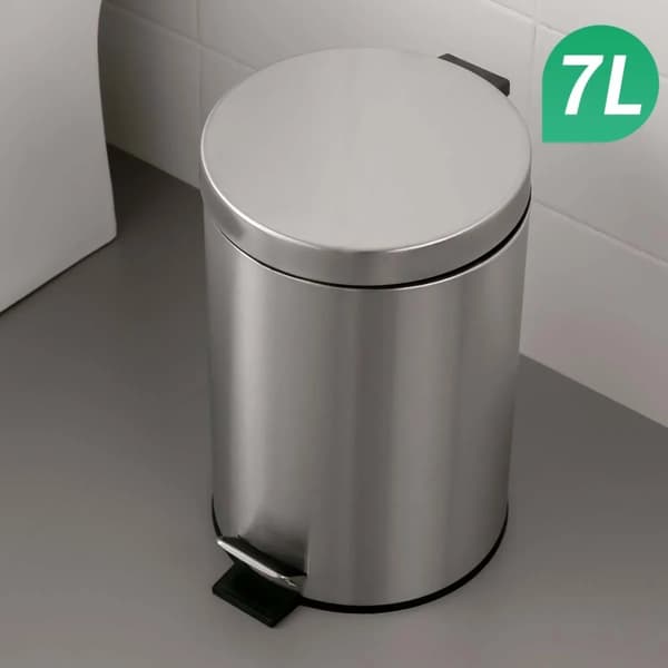 Rustfrit Stål Pedal Affaldsspand, Rund Form, Miljøvenligt Materiale,7L, 101132