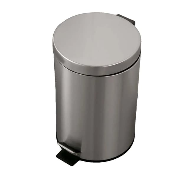Rustfrit Stål Pedal Affaldsspand, Rund Form, Miljøvenligt Materiale,7L, 101132